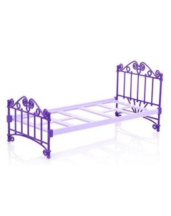 Мебель для кукол Кроватка фиолетовая без постельного белья Огонек