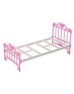 Мебель для кукол Кроватка розовая без постельного белья Огонек