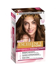 Крем краска для волос Excellence Creme 4 3 золотой каштан 192 мл L'oreal paris