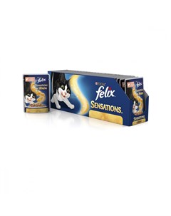 Влажный корм для кошек Sensations С лососем в желе с добавлением трески 85 г х 24 шт Felix