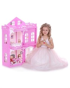 Домик для кукол Элизабет бело розовый с мебелью ТМ Krasatoys