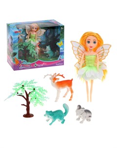 Набор игровой Flower fairy кукла и 4 фигурки Наша игрушка
