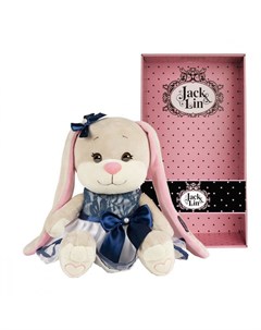 Мягкая игрушка Зайка в Сине Белом Платье с Бантом 25 см Jack lin