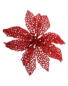 Елочное украшение Блестящий цветок Пуансеттии красное 20 см Без бренда