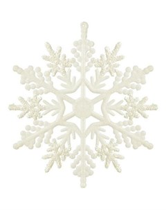 Набор елочных украшений Снежинки с блестками белые 15 см 4 шт Без бренда