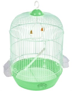 Клетка круглая A9001 для птиц Д 33 5 х В 53 см Зеленая решетка зеленый поддон Триол
