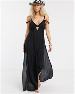 Черное фактурное пляжное платье макси Asos design
