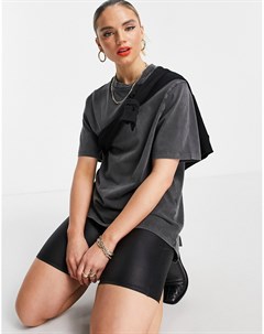 Выбеленная серая oversized футболка с асимметричным краем Asos design