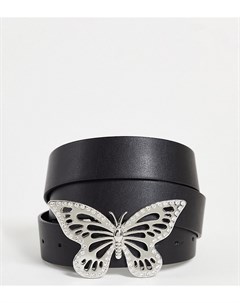 Черный ремень для джинсов с пряжкой в виде бабочки Curve Asos design