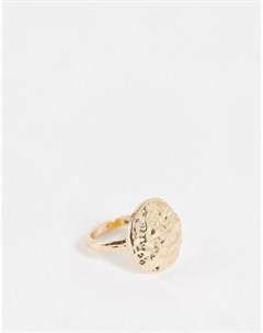 Золотистое кольцо в виде кованой монетки Topshop