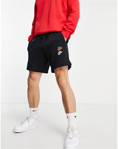 Черные флисовые шорты с многоцветным логотипом Essential Nike