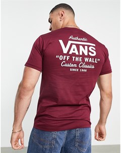 Бордовая футболка с принтом на спине Holder St Vans