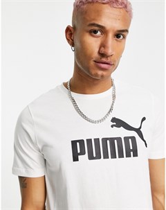 Белая футболка с короткими рукавами и крупным логотипом Essentials Puma