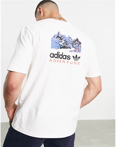 Белая футболка с принтом на спине Adventure Adidas originals