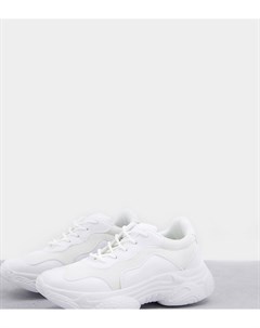 Белые кроссовки на массивной подошве с сетчатыми вставками Missguided