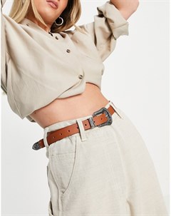 Светло коричневый ремень для джинсов с пряжкой в стиле вестерн Glamorous