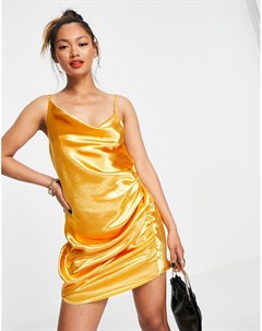 Платье комбинация мини из блестящего атласа Asos design