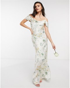 Платье макси с открытыми плечами и цветочным принтом Hope & ivy