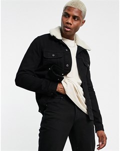 Черная джинсовая куртка со съемным воротником борг Asos design