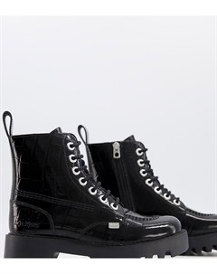 Эксклюзивные лакированные ботинки черного цвета с крокодиловым принтом Kizzie Kickers