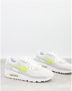 Белые кроссовки с вставками лимонного цвета Air Max 90 Nike
