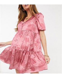 Розовое платье мини на пуговицах с цветочным принтом x Dani Dyer In the style maternity