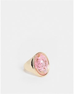 Золотистое кольцо с отделкой в виде цветка Asos design