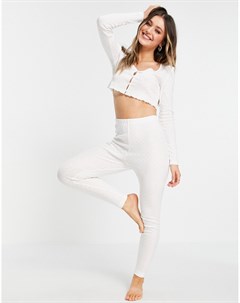 Пижамные леггинсы белого цвета с ажурным узором сердечками Выбирай и Комбинируй Asos design
