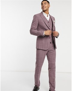 Костюмный пиджак зауженного кроя бордового цвета с эффектом перекрестной штриховки wedding Asos design