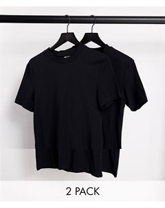 Комплект из 2 облегающих футболок из материала с добавлением органического хлопка с круглым вырезом Asos design