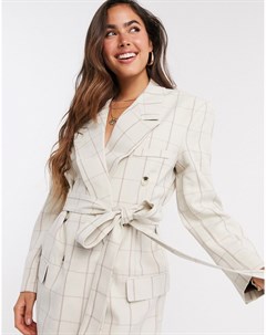 Пиджак в винтажном стиле в клетку с поясом Asos design