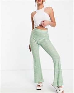 Шалфейно зеленые брюки клеш секционного крашения в стиле 70 х от комплекта Asos design