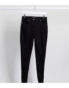Черные джинсы скинни с рваными коленями Parisian tall