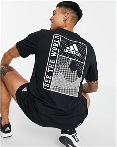 Черная футболка с принтом на спине adidas Training Sportforia Adidas performance