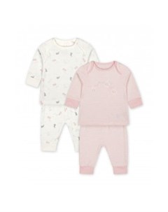 Пижамы Зайчики 2 шт белый розовый Mothercare