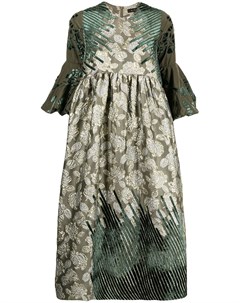 Шелковое платье с цветочной вышивкой Biyan