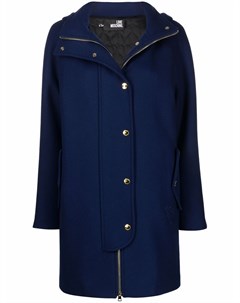 Однобортное пальто с капюшоном Love moschino