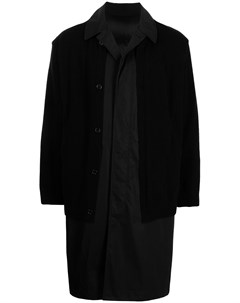 Однобортное пальто с контрастной вставкой Undercover