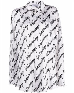 Шелковая блузка с принтом Signature Balenciaga