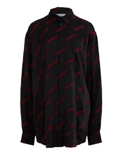 Черная рубашка с красными логотипами Balenciaga