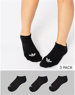 3 пары черных спортивных носков с логотипом трилистником Adidas originals