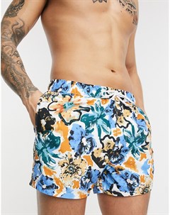 Короткие шорты для плавания с нарисованным цветочным принтом Asos design