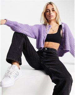 Фиолетовый кардиган в крупный рубчик с круглым вырезом Asos design