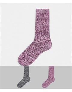Набор из 2 пар носков до середины икры из пряжи разных оттенков Asos design