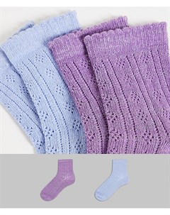 Набор из 2 пар носков до щиколотки с пелериной синих и фиолетовых оттенков с блестками и зубчатым кр Asos design