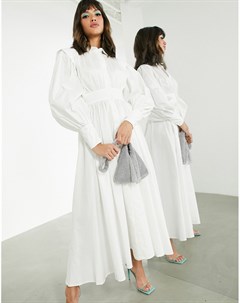 Белое платье из хлопка с пышным рукавом на манжете Asos edition