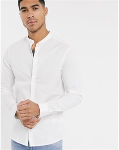 Белая рубашка облегающего кроя с воротником с застежкой на пуговицы Asos design