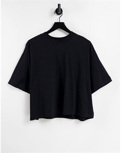 Черная футболка в стиле super oversized с разрезами по бокам Asos design