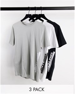 Набор из 3 футболок черного белого и серого цветов Jack & jones
