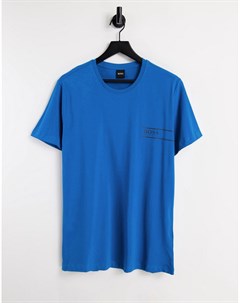 Синяя футболка с логотипом на груди Boss bodywear